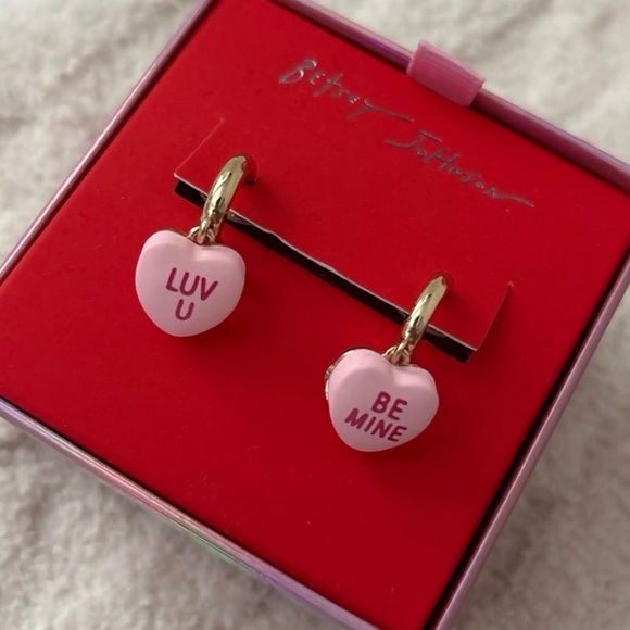 Betsey Johnson Heart-Shaped Love you/ Be Mine Earrings - Picture 5 of 5